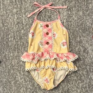 Swoon Baby Floral Ruffled tier  one piece Swimsuit size 4